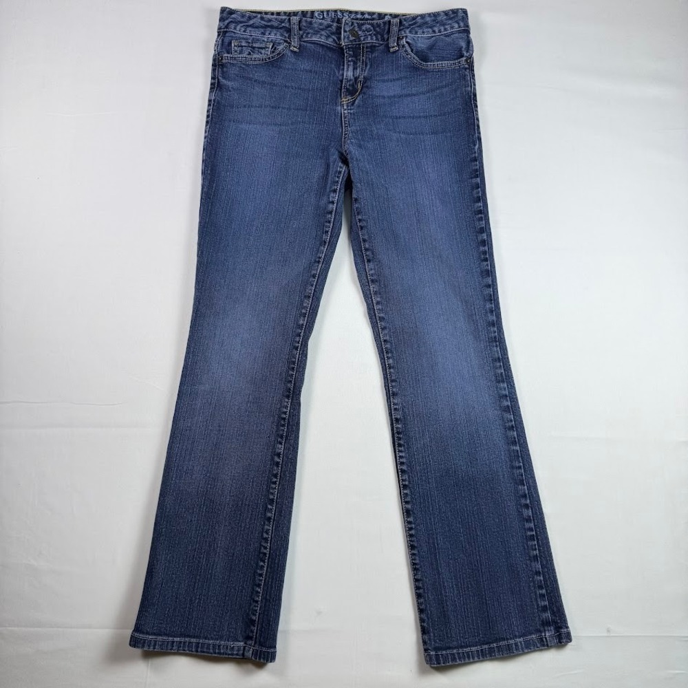 Guess Carla Bootcut Jeans Blue Medium Wash Low Rise Stretch Womens 28 Y2K